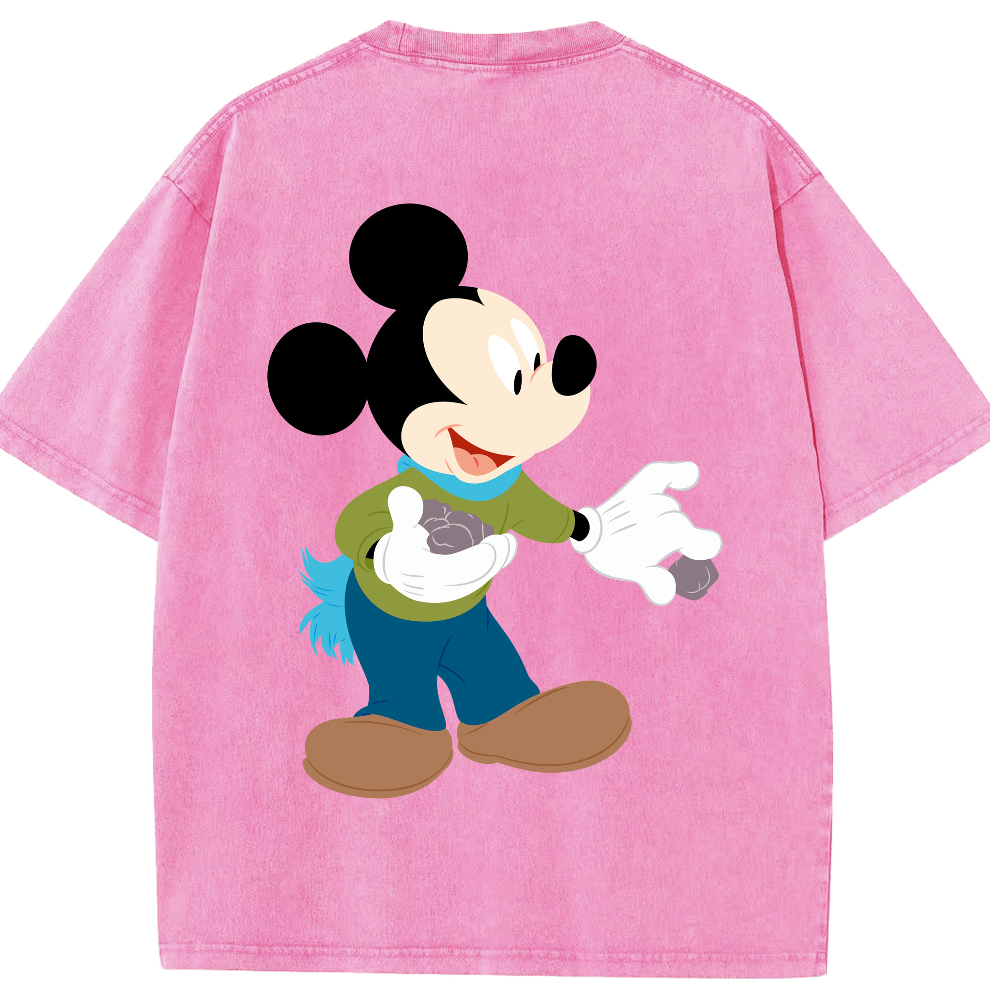 （画像用） ミッキーマウス Mickey Mouse 綿100% ヴィンテージ風 半袖Tシャツ（背面プリント）